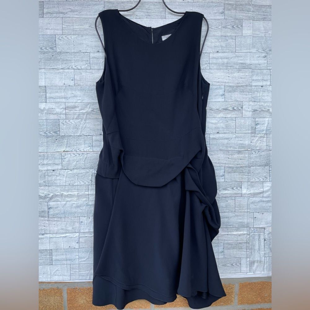 Morgane le fay navy blue silk chiffon dress size large
